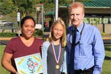 2017 Law Day Le Jardin Academy tacher, student Kelsey Carvill, Judge Mark Browning.