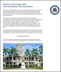 Hawaii State Judiciary Website Stragetic Plan Survey Website