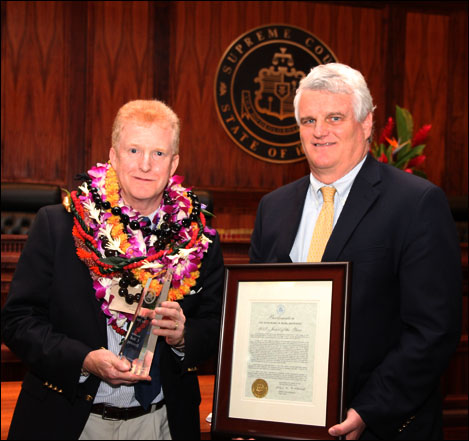 R. Mark Browning was awarded the Judiciary's Jurist of the Year Award by Chief Justice Mark Recktenwald.