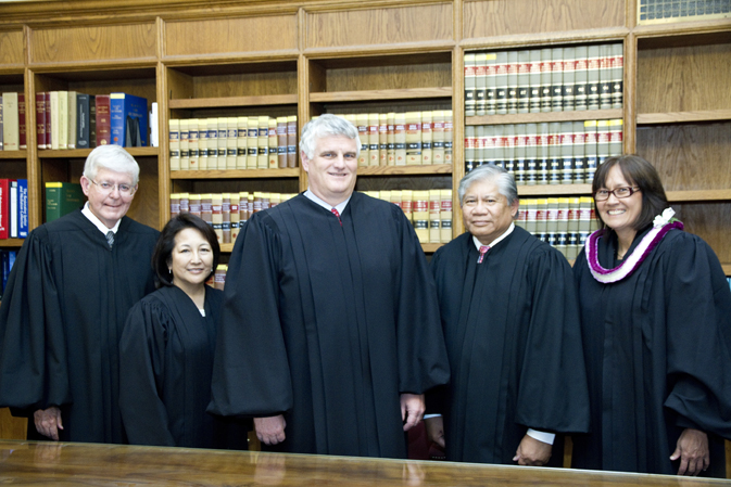 Chief Justice Recktenwald poses with the new Hawaii Supreme Court.