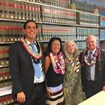 Right to left: Second Circuit Chief Judge Joseph Cardoza; Lahaina Public Library Branch Manager Madeleine Buchanon; State Law Librarian Jenny Silbiger; and Attorney for North Beach West Maui Benefit Fund Lance Collins.