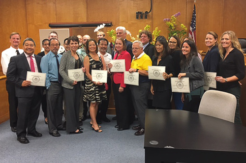 Volunteer attorneys with certificates of recognition at the Kona Self-Help Desk Recognition Awards, December 9, 2016