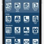 Judiciary mobile app shown on an iphone