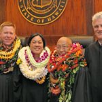 First Circuit Court judges Todd Eddins, Catherine Remigio, and Keith Hiraoka with Chief Justice Mark Recktenwald, April 7, 2017