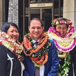 Darolyn Lendio Heim, Brian Costa, Trish Morikawa outside Senate Chambers 04/13/17.