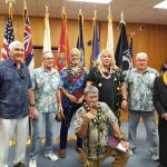 Big Island Veterans Treatment Court graduation in Kona, June 19, 2017. Third Circuit Chief Judge and Kona Big Island Veterans Treatment Court Presiding Judge Ronald Ibarra (far right) joins Veteran mentors to celebrate the successes of three program graduates (center).