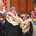 Chief Justice Mark E. Recktenwald, First Circuit Judge Virginia Lea Crandall, Iris Murayama, Hawaii State Judiciary Deputy Administrative Director of the Courts; and Colin Rodrigues, Deputy Chief Court Administrator, Second Circuit (Maui, Molokai, Lanai), at the 09/22/2017 Judiciary Statewide Incentive Awards.