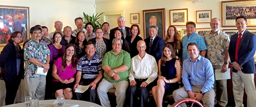 Photograph of Hawaii Chief Justice Mark Recktenwald and 25 attorneys honored at the Jan. 08, 2018 Hilo Self-Help Center Awards.