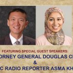 Photos of Attorney General Douglas Chin and National Public Radio reporter Asma Khalid.