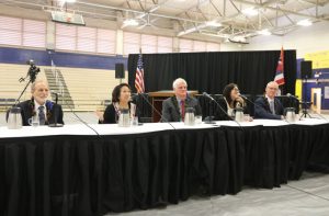 The Hawaii Supreme Court takes questions from students at Waipahu High School.