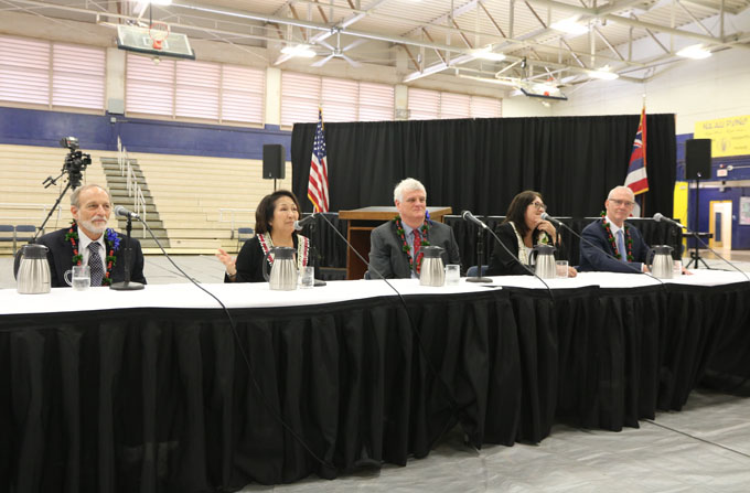 The Hawaii Supreme Court takes questions from students at Waipahu High School