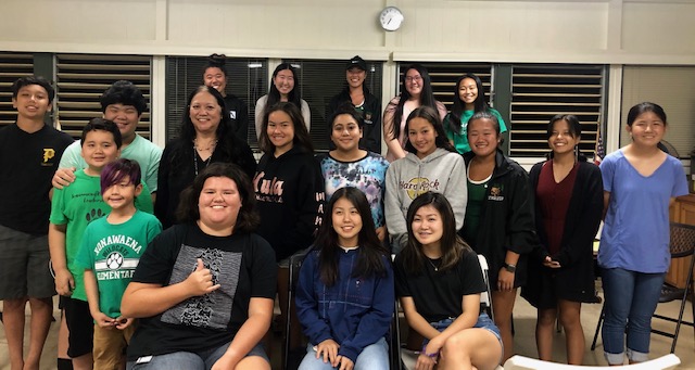 Judge Masunaga with 18 Kona 4-H Federation members in Kainaliu, Hawaii, 03/04/20.