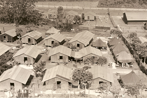 Historical photograph of Honouliuli Internment Camp when it was in operation, 1943 - 1946.