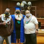 Three participants at the June 17, 2021 graduation ceremony celebrate their success and achievements in completing the DWI Court program.