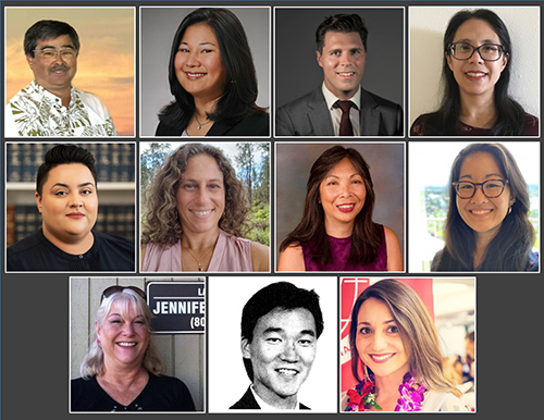 A square collage of smaller headshot photos of, from top left to bottom right, Paul Hamano, Jill Hasegawa, Demetri Lametti, Shaunda Liu, Jacky Mena, Jill Raznov, Joy San Buenaventura, Jessica "Jaycee" Uchida, Jennifer Wharton, J Yoshimoto, Jennifer Zelko-Schlueter.