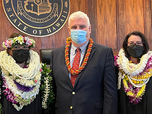 Photo of Judge Hoapili-Park, Chief Justice Recktenwald, and Judge Shaw.