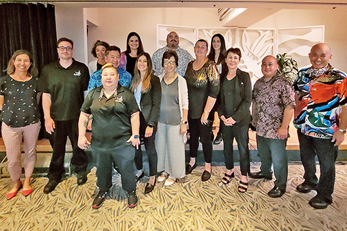 Group photo of the Third Circuit Drug Court Team at the Statewide Adult Drug Court Conference, Ala Moana Hotel corridor, September 1.