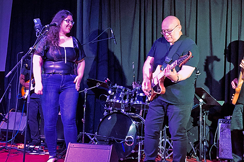 Office of the Administrative Director of the Courts Secretary Kanani Kawika and Administrative Director of the Courts Rod Maile perform at Rock for Justice at Artistry Kakaako, 11/10/2022