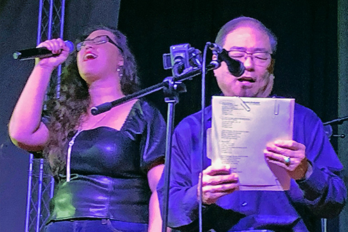 Office of the Administrative Director of the Courts Secretary Kanani Kawika and First Circuit Court Judge Gary Chang perform at Rock for Justice at Artistry Kakaako, 11/10/2022