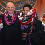 District Family Court Judge Maria F. Penn, District Family Court Judge Wilson A. Unga, and District Family Court Judge Rochelle I. Vidinha pose for a photo with Chief Justice Mark Recktenwald after taking the oath of office in the Supreme Court courtroom on August 14, 2025.