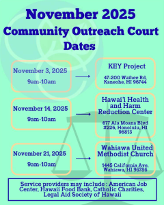 Calendar for Community Outreach Court