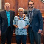 Lloyd Lim (center) is one of nine attorneys to be honored with a Pro Bono Award during the 2025 Pro Bono Celebration on October 23 in the Hawaiʻi Supreme Court courtroom.