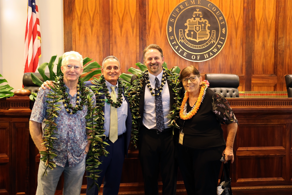 From left: Former Juvenile Drug Court Judges Mark Browning and Matthew Viola, current Presiding Judge Robert J. Brown, and Judge Karen M. Radius (ret.).